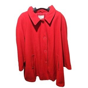 Vtg Woman Within Red  Wool Blend A Line Coat Plus Size 28 W